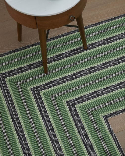 Roger Oates green and grey striped rug