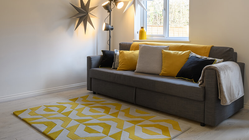 The Woven Edge Yellow and Cream Rug
